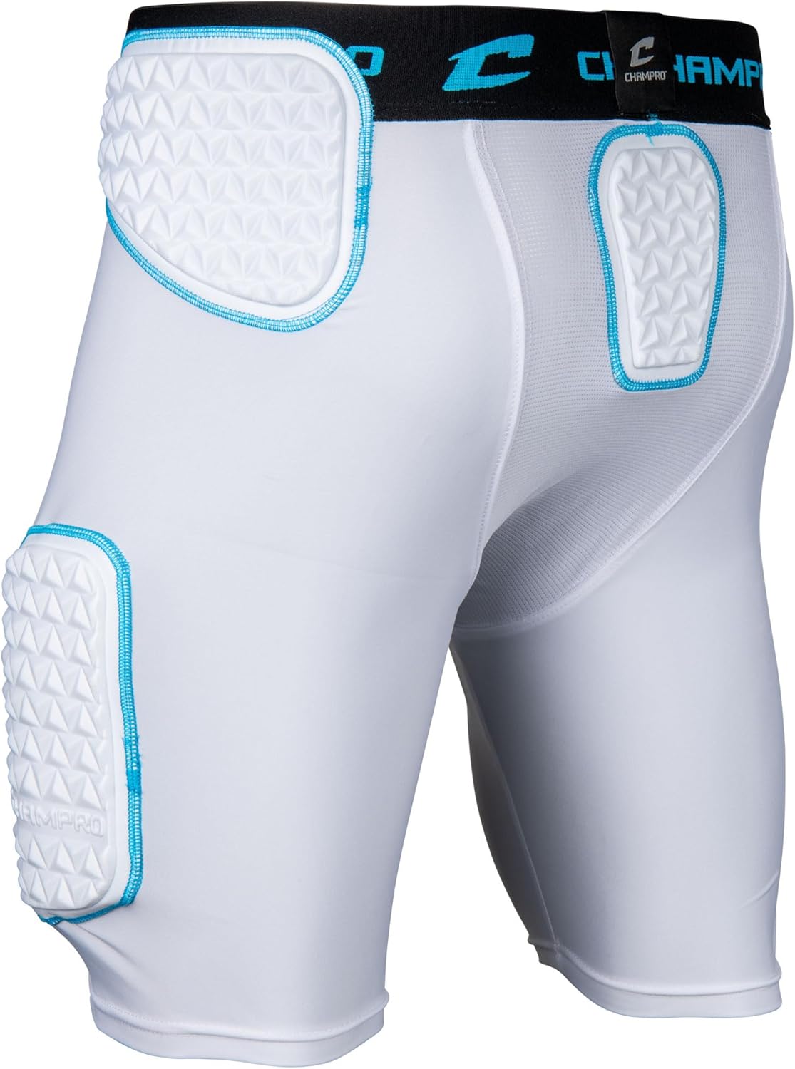 Champro Bull Rush 5-Pad Girdle Adult Medium White, Optic Blue - Image 2