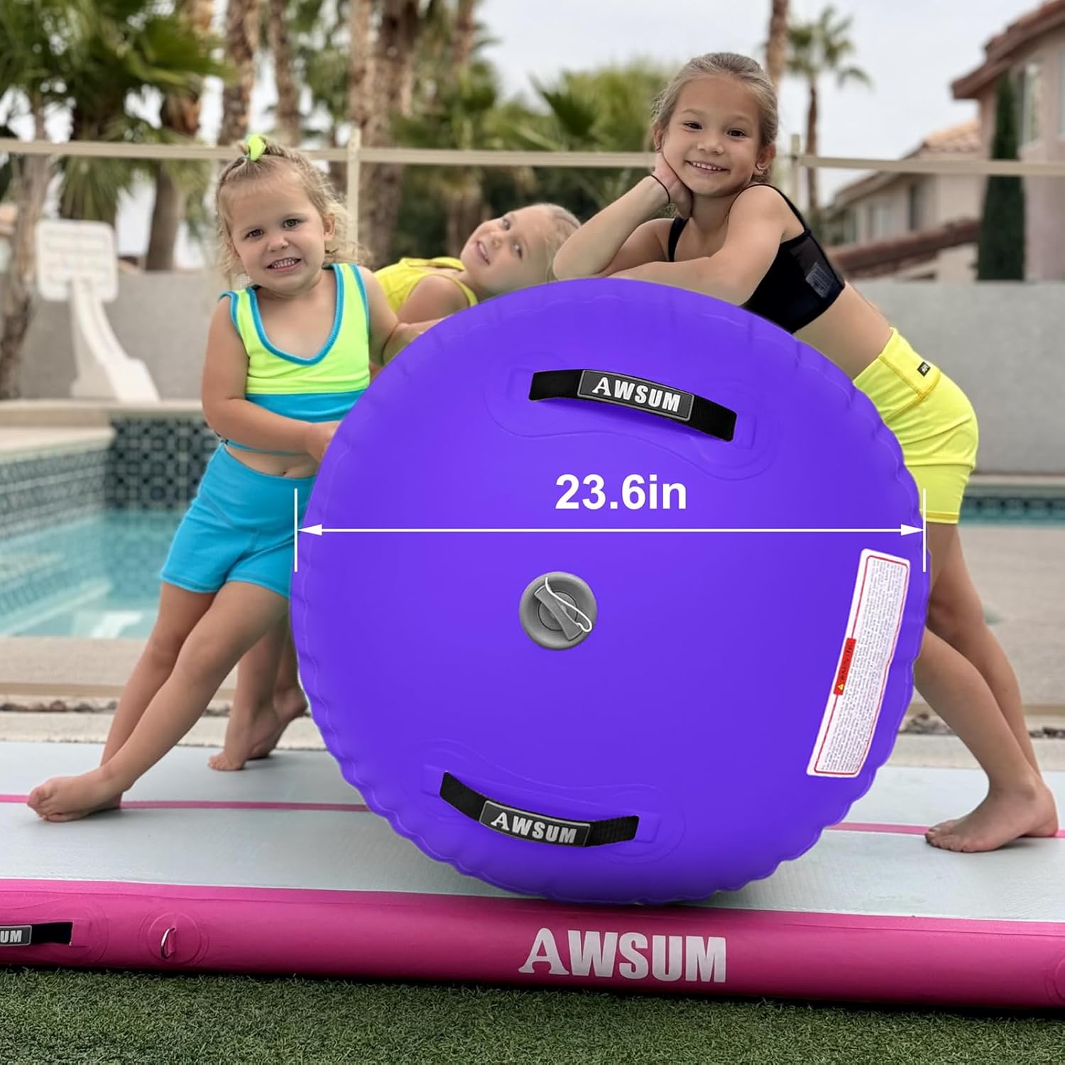 AWSUM 10ft Gymnastics Mat with 3.3ft L x 2ft Air Barrel Tumbling Mat Inflatable Air Gymnastics Mat for Home/Gym/Outdoor, with Electric Pump