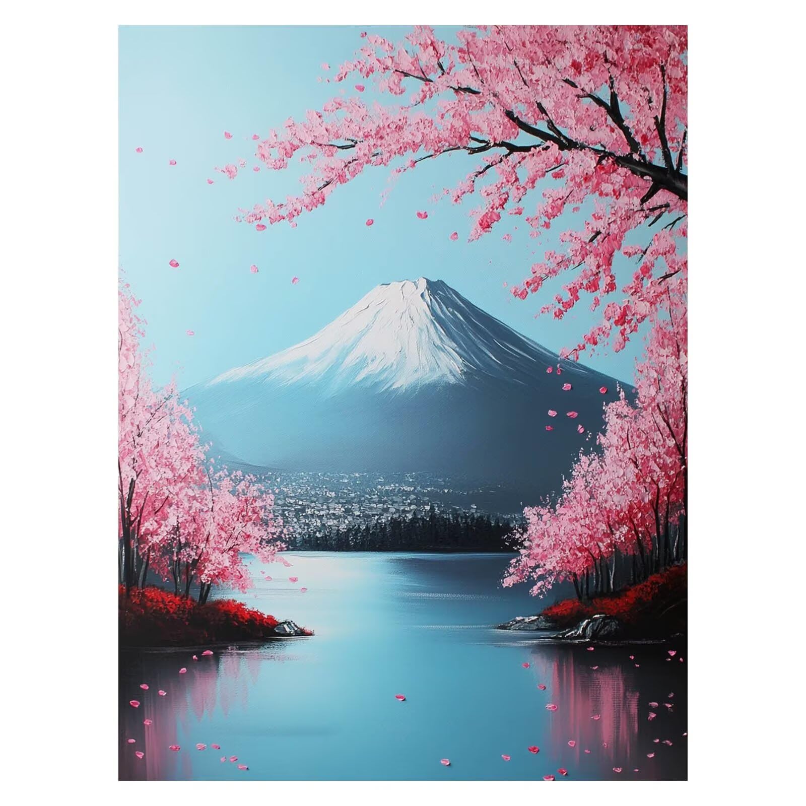 Góra Fuji Zestaw do malowania według numerów dla dorosłych 70 x 95 cm, ręczne malowanie na płótnie dla dzieci, malowanie według numerów z farbą akrylową i pędzlami do prezentu dla kobiet LSJ-1031