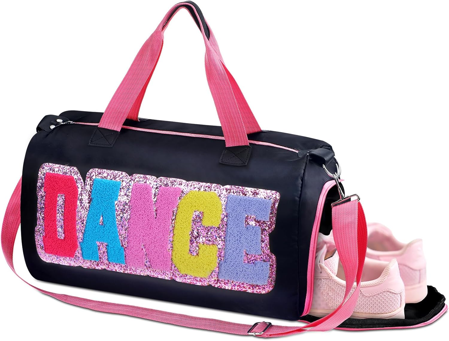 Dance Duffle Bag for women Bag with Adjustable Carry Strap and Handy Pouch Dance Backpack for Dancers(Black)