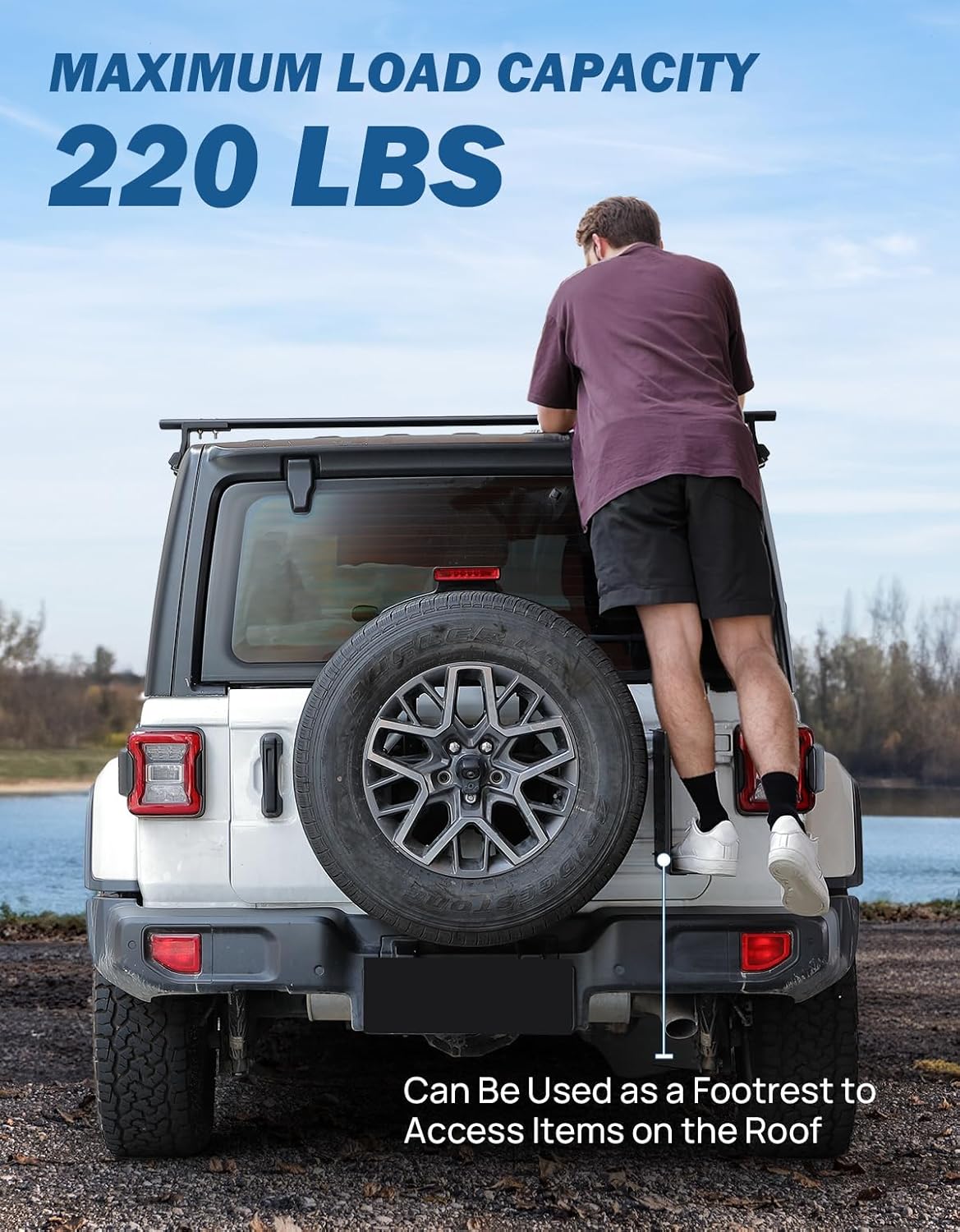 JOYTUTUS Gas Can Mount Bracket Step Foot Pedal Compatible with Wrangler JL 2018-2026, Wrangler Molle Cargo Storage Bracket Fits Standard Gasoline Locking Pack Mount