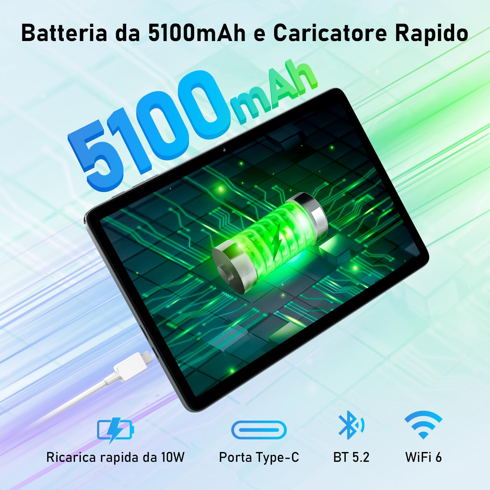 Blackview Tab60 Tablet 10 Pollici Android 15 12GB+128GB Octa-core WiFi 6 5100mAh