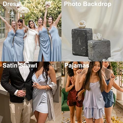 Miniatura 3 de MLMW The Yard - Tela de satén suave y sedosa de 3 yardas y 60 pulgadas de ancho, tela de satén Charmeuse continua para vestidos de novia, costura,