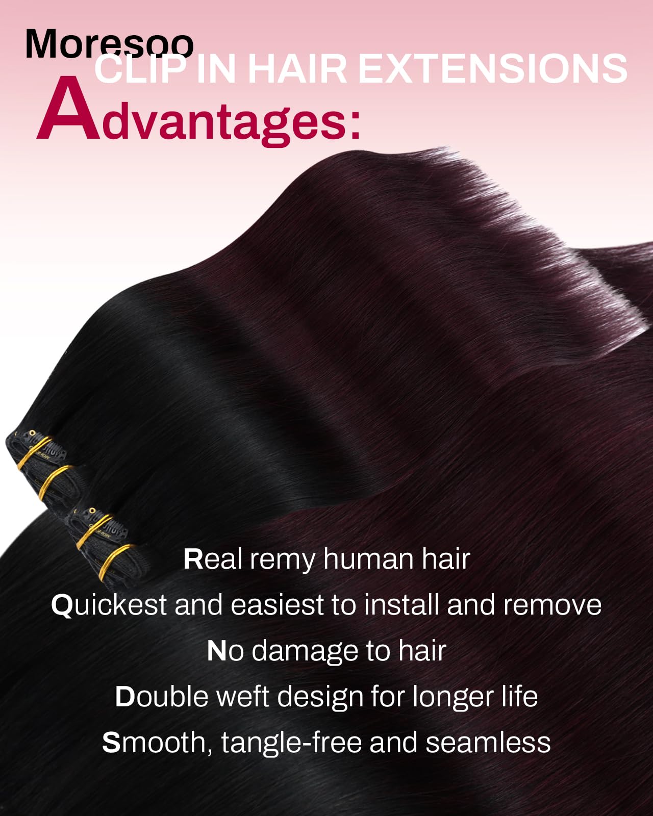 Wine clip ins *NEW* Burgundy Classic Clip In Hair Extensions  main image 2