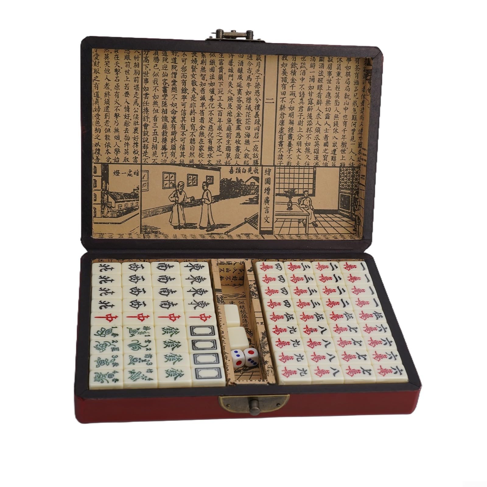 Jeu pour mahjong Portatif 144 Tuiles Mélanine Boîte Jeu pour