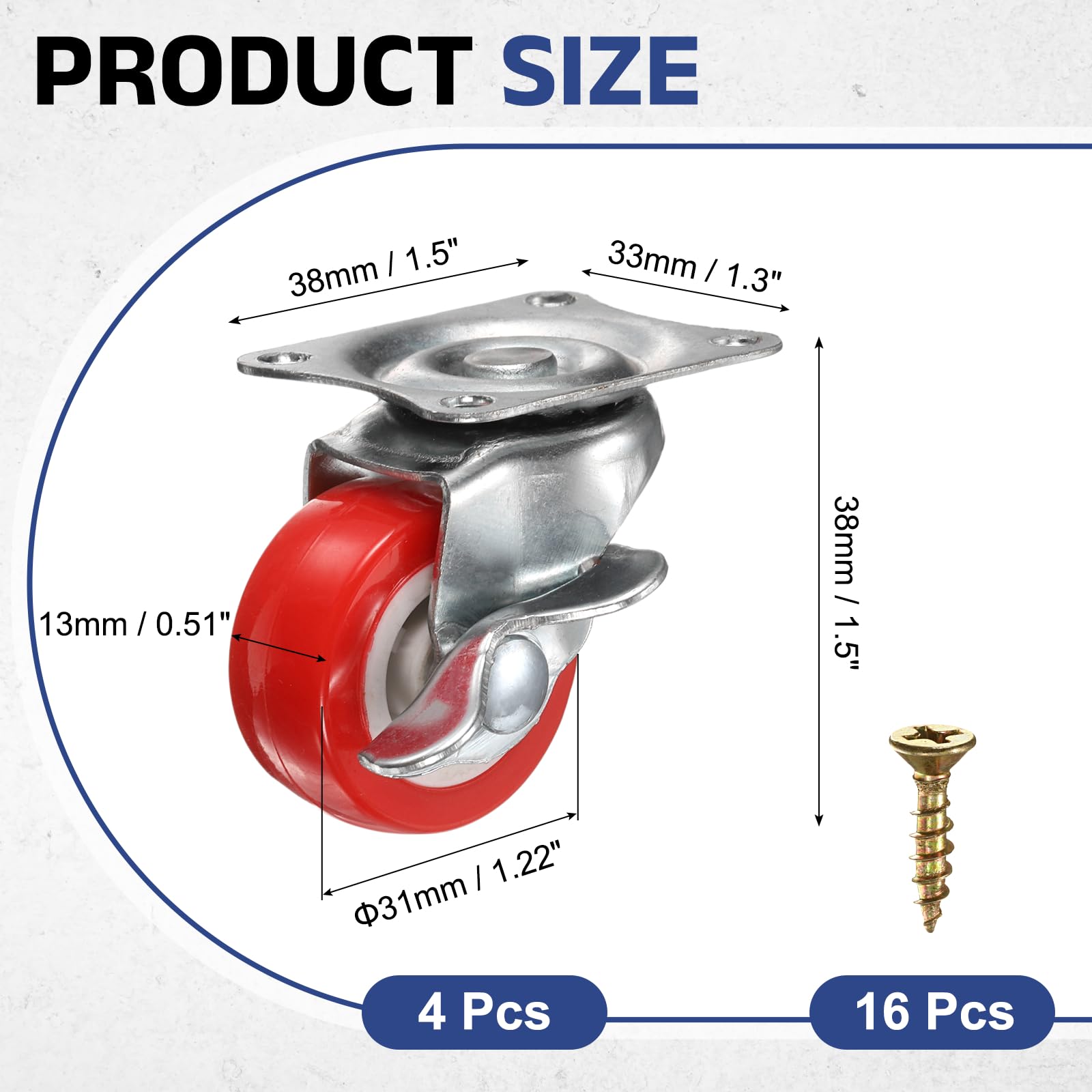PATIKIL 1.25 Inch Caster Wheels - Image 2