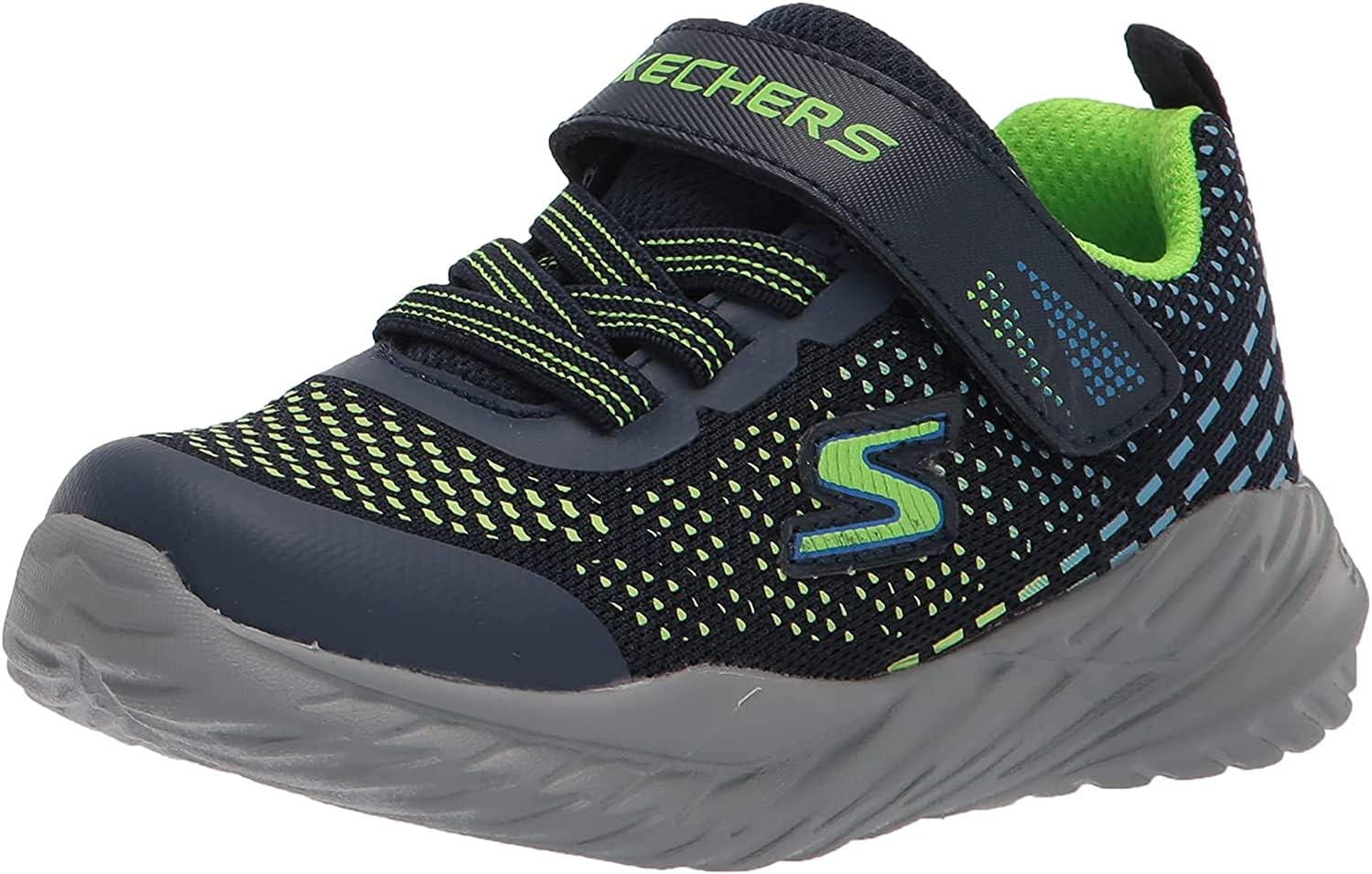 Skechers Kids Boy's Nitro Sprint-KARVO Sneaker, Navy/Lime, 5 Toddler