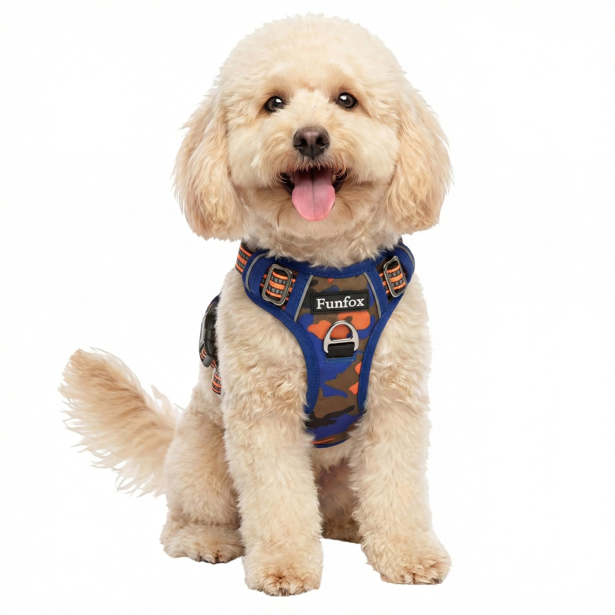 Funfox Hundegeschirr Mittelgroße Hunde, Anti Zug Brustgeschirr Verstellbares Geschirr Hund mit Griff Reflektorstreifen, No Pull Geschirr Hund für Kleine Mittlere Grosse Dog Harness