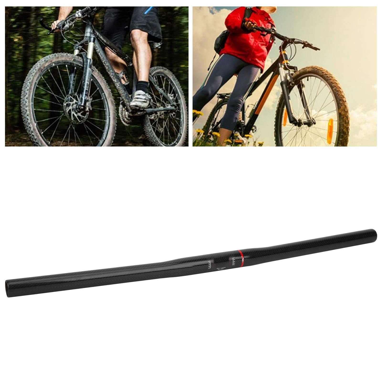 Guidon de vélo carbone, léger et résistant, guidon plat droit, 25.4x580mm pour cyclistes route ville compétition loisir