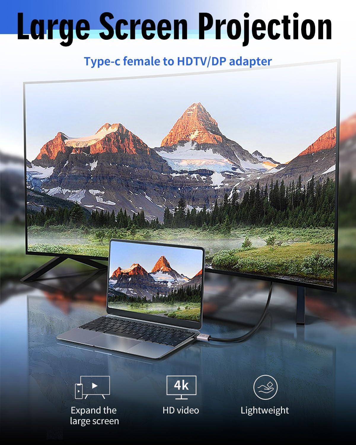 Adattatore HDMI a USB C, adattatore USB C a HDMI 4K 60Hz maschio per display, monitor, TV, laptop, telefono e tablet, adattatore HDMI compatibile con modalità specchio ed espansione