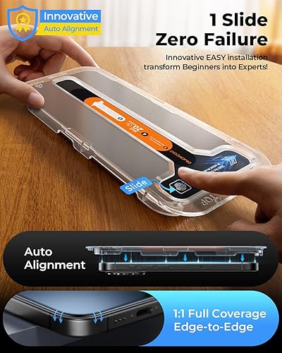 Miniatura 3 de DIMONCOAT Paquete de 4 protectores de pantalla de vidrio superior 9H+ para iPhone 14 Pro 8K HD [kit de alineación automática] [protección militar HD