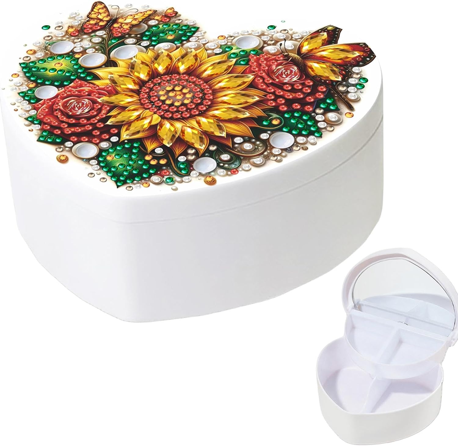 DIY Diamond Painting Heart Shaped Jewelry Box Storage Organizer