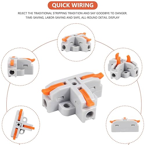 Vista 11 de DIANN Conectores de cable de palanca, empalmes en línea de 3 circuitos, conector de cable eléctrico SPL-3, tuercas de palanca, conectores de alambre