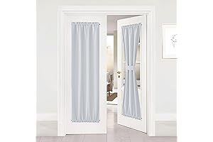 NICETOWN Greyish White Top and Bottom Rod Pocket Curtains