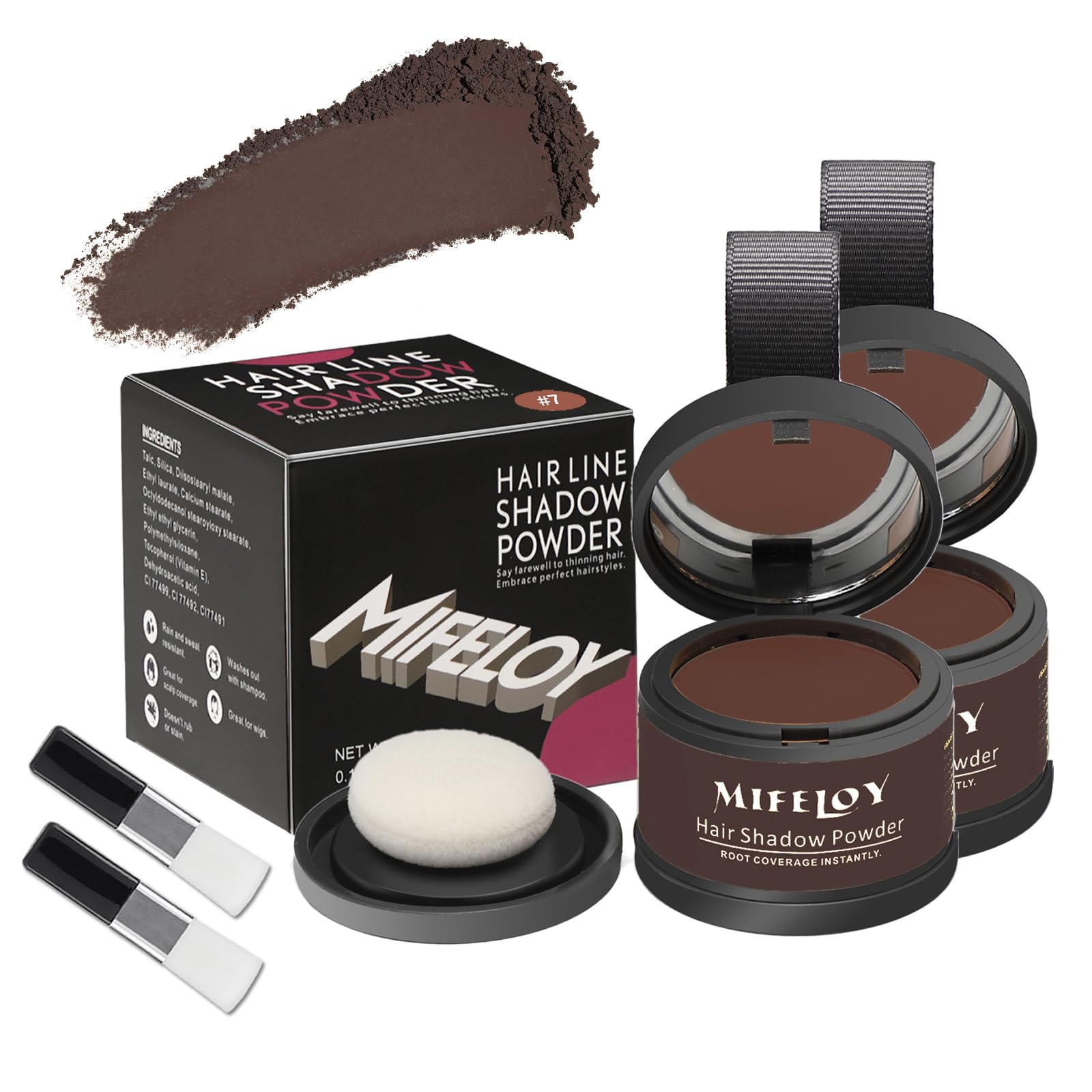 MIFELOY 2 Set Root Cover Up Powder, Red Brown