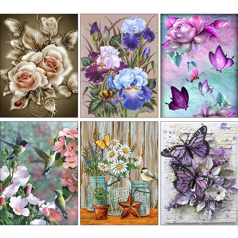Kikuo Diamond Painting Full Set, 6 stuks 5D strand zeester Diamond Painting, Full Drill DIY Diamant Schilderen op nummer for Kids, Schilderij kits voor thuis, Woonkamer decoratie 40 x 30 cm