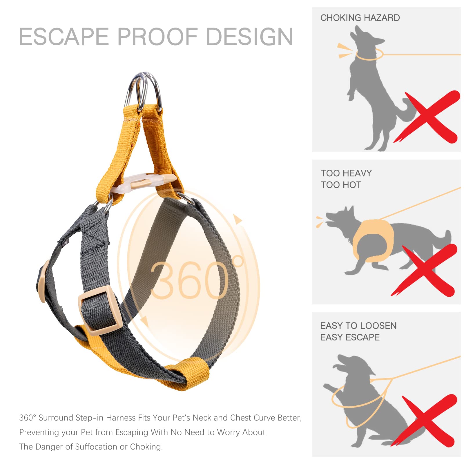 No-Pull Dog Harness & Leash Set - Step-in Design, Adjustable Cotton Straps, Poop Bag Holder, For Small To Large Dogs