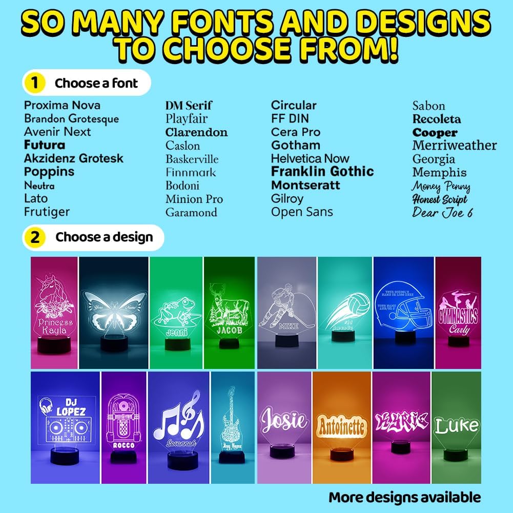 Custom Business Sign LED Night Light Lamp with Remote for Your Business Logos, Custom Engraved with Your Text, Lights Up in 16 Colors, 4 Light Modes, Largest Display on the Market, USB or Batteries