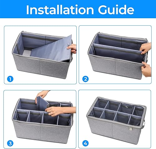 Miniatura 6 de Puricon Contenedores de almacenamiento de botellas de agua con divisores, cajas de botellas con tapa para gabinete de cocina, estante de despensa de