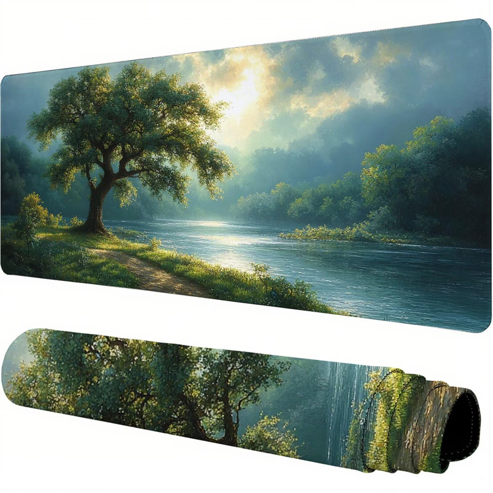 Zielona podkładka pod mysz XXL 1000 x 500 x 3 mm uchwyt na biurko akcesoria antypoślizgowa gumowa podstawa i szyte krawędzie podkładka pod mysz dla graczy do dekoracji biura dekoracyjnego, prezenty