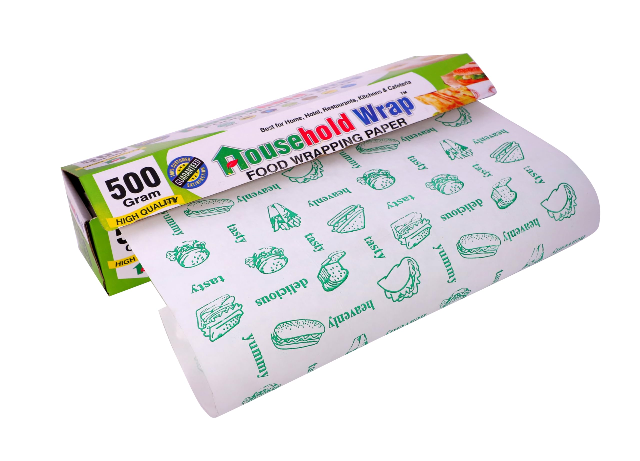 Household Wrap | 500 Gram Food Wrapping Paper Roll - Premium Non-Stick Butter Wrapping Paper. Food Wrapping Paper, Re-Heatable Non Stick Paper, Oven Safe Parchment - Standard