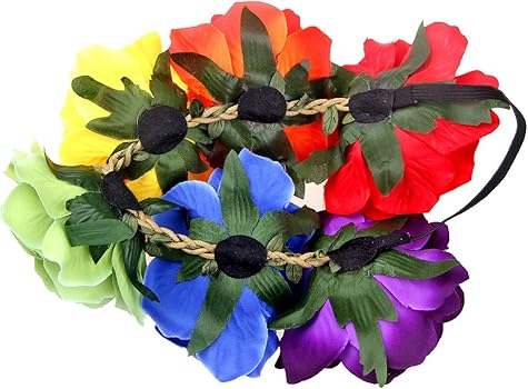 2 Diademas De Flores Hawaianas Elásticas Para Mujeres Y Niñas