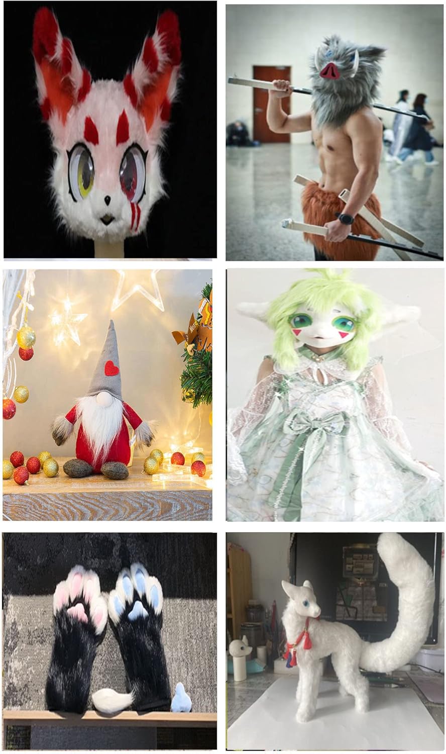 Faux Fur Fabric Fluffy 45x26cm Thick Long Pile 90mm Shag Furry Material for DIY Craft Sewing Gnome BeardFursuit Dolls Costume Cat Mat(White)