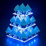 Cupcake Stand, 3-Tier Square Cupcake Holder with LED light String, Acrylic Cupcake Tower Display-Dessert Tower-Pastry Stand-Cupcake Tier Stand for Wedding, Birthday party ( Blue Light)