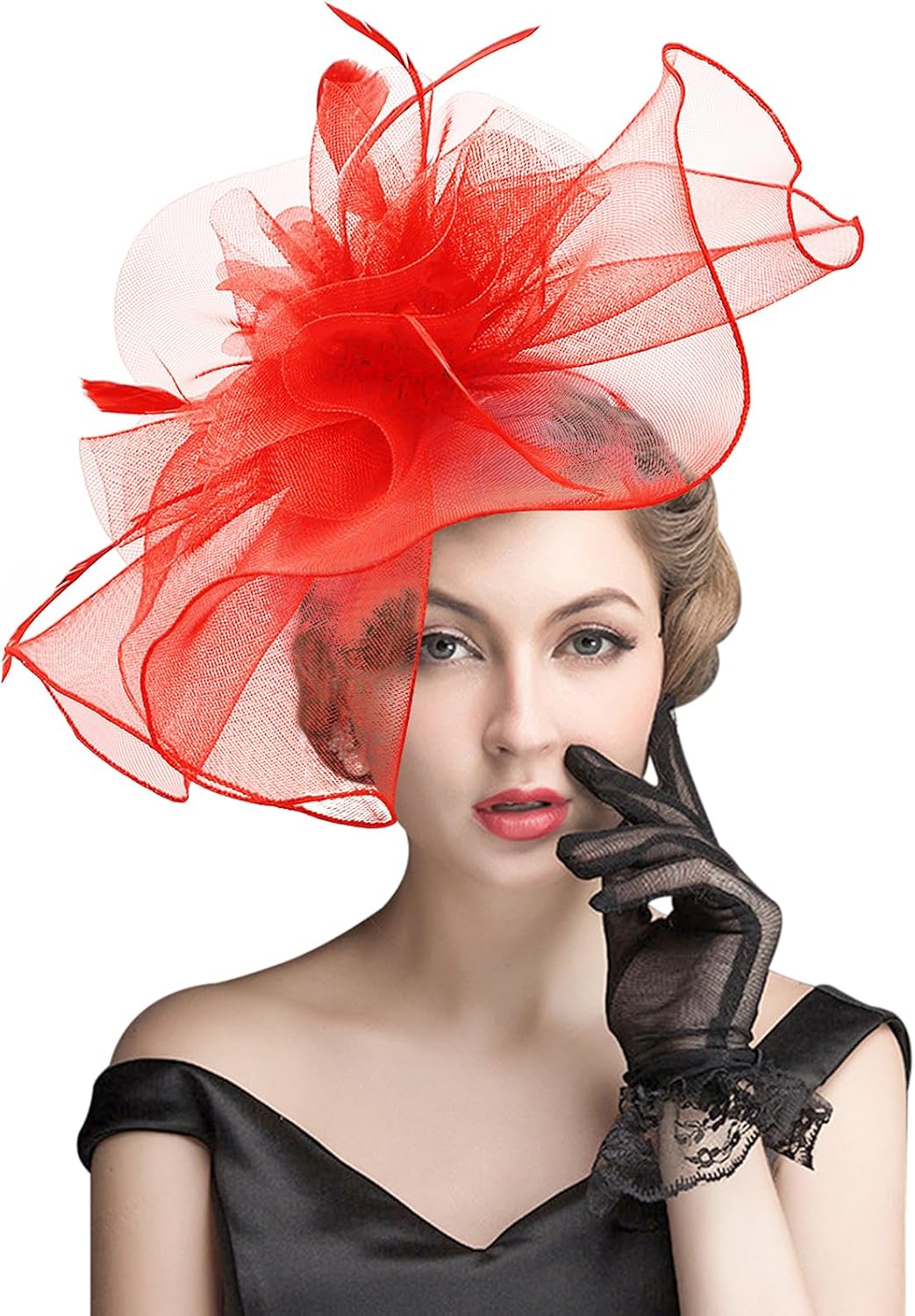 Z&X Sinamay Fascinator Hat Floral Feather Pillbox Derby Hats for Women Wedding Tea Party with Headband Clip - Image 2