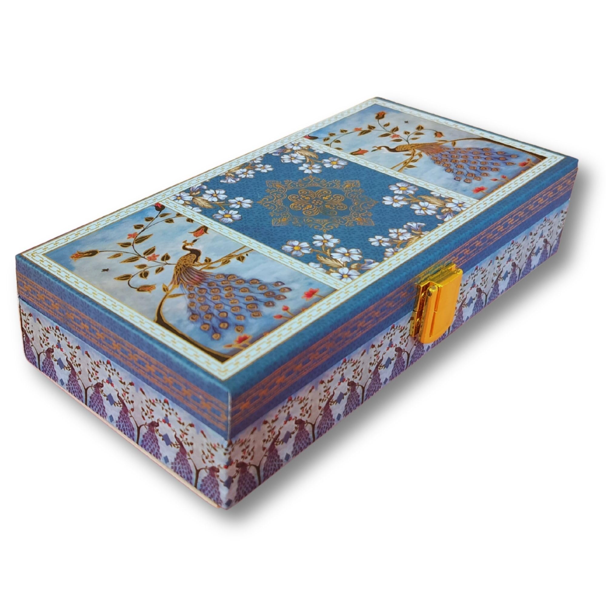 PAPER BEING 1 Pc Blue 2 Peacocks Designer Money & Shagun CashBox|Designer Multi-Purpose Box for Cash Gaddi, Jewellery, Sagun Money, Gifts | For Weddings & Festive Gifting-image-30