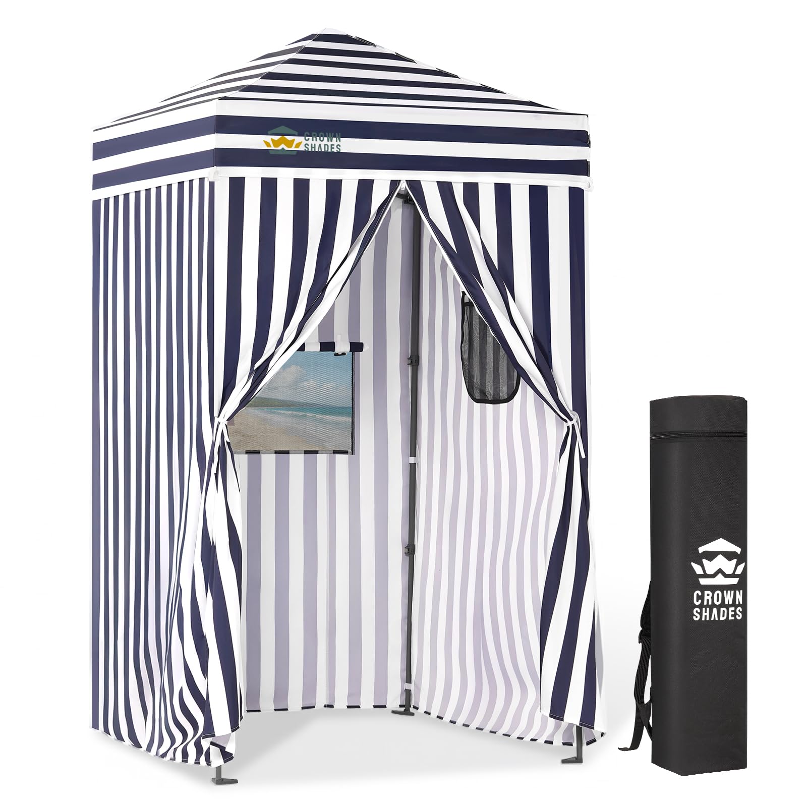 CROWN SHADES 4x4 Pop Up Changing Tent, Portable Changing Room, Blue/White