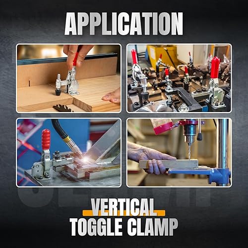 Miniatura 6 de Powertec 2PK Abrazadera de palanca, capacidad de 500 libras, 12130 Abrazaderas de liberación rápida vertical con punta de presión de goma