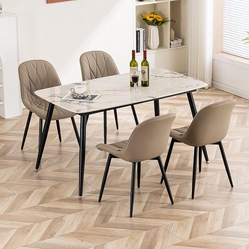 Miniatura 6 de Rowill Juego de 2 sillas de comedor modernas con respaldo suave, patas de metal resistentes y almohadillas antideslizantes, adecuadas para la cocina