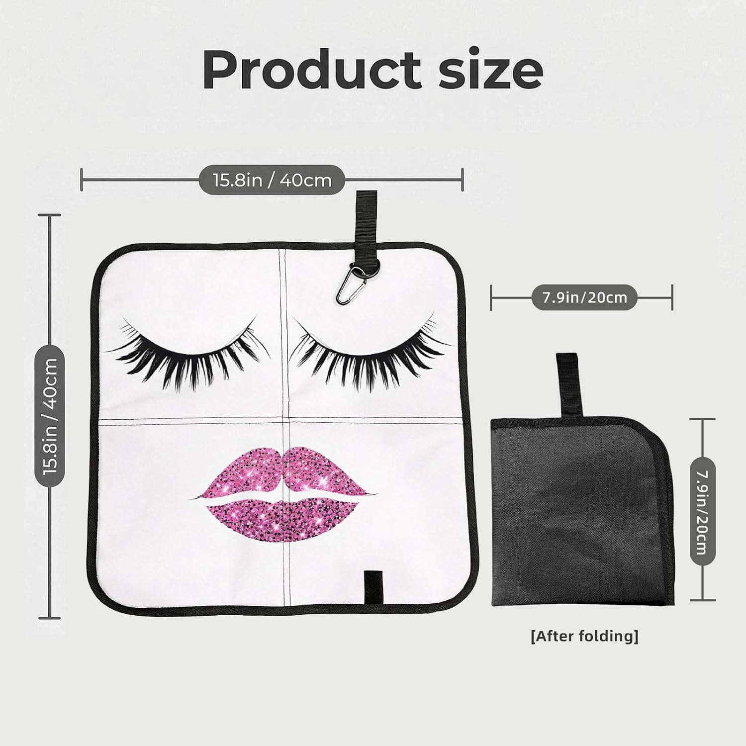 (Eyelash Lip White Print) Sitting Pad Foldable Seat Cushion Lightweight Camping Seat Mat with Hook for Outdoor Hiking Picnic Camping