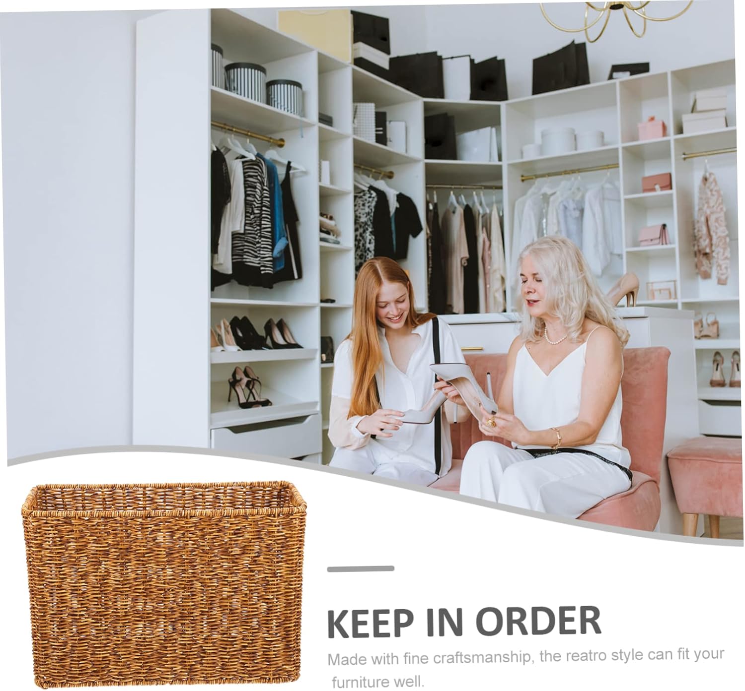 Elegant Woven Magazine Basket Storage Basket Lid Home Decor Multi-use Storage