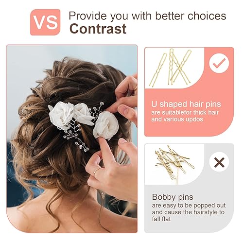 Miniatura 5 de IKOCO - Horquillas para el cabello para mujer, 2.75 pulgadas para moños, horquillas doradas en forma de U con caja de almacenamiento