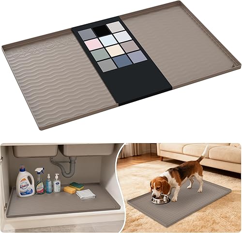 Miniatura 105 de URMONA Tapete de silicona impermeable para debajo del fregadero de 40 x 22 pulgadas, forro para estante de cocina y baño, protector de gabinete y