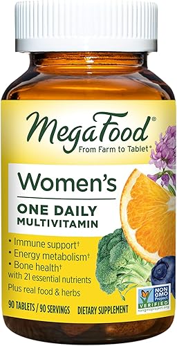 MegaFood Mujer One Daily - Multivitamínico para mujer con vitaminas del complejo B hierro y vitamina D sin gluten y hecho sin lácteos ni soja 90
