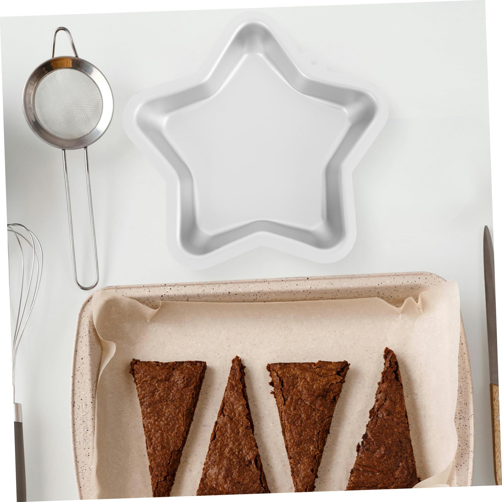 2 Pièces Moules à Gâteau Étoile Aluminium Moule Cinq Branches Antiadhésif pour Cheesecake Gâteau Cupcake pour Fêtes et Usage Domestique