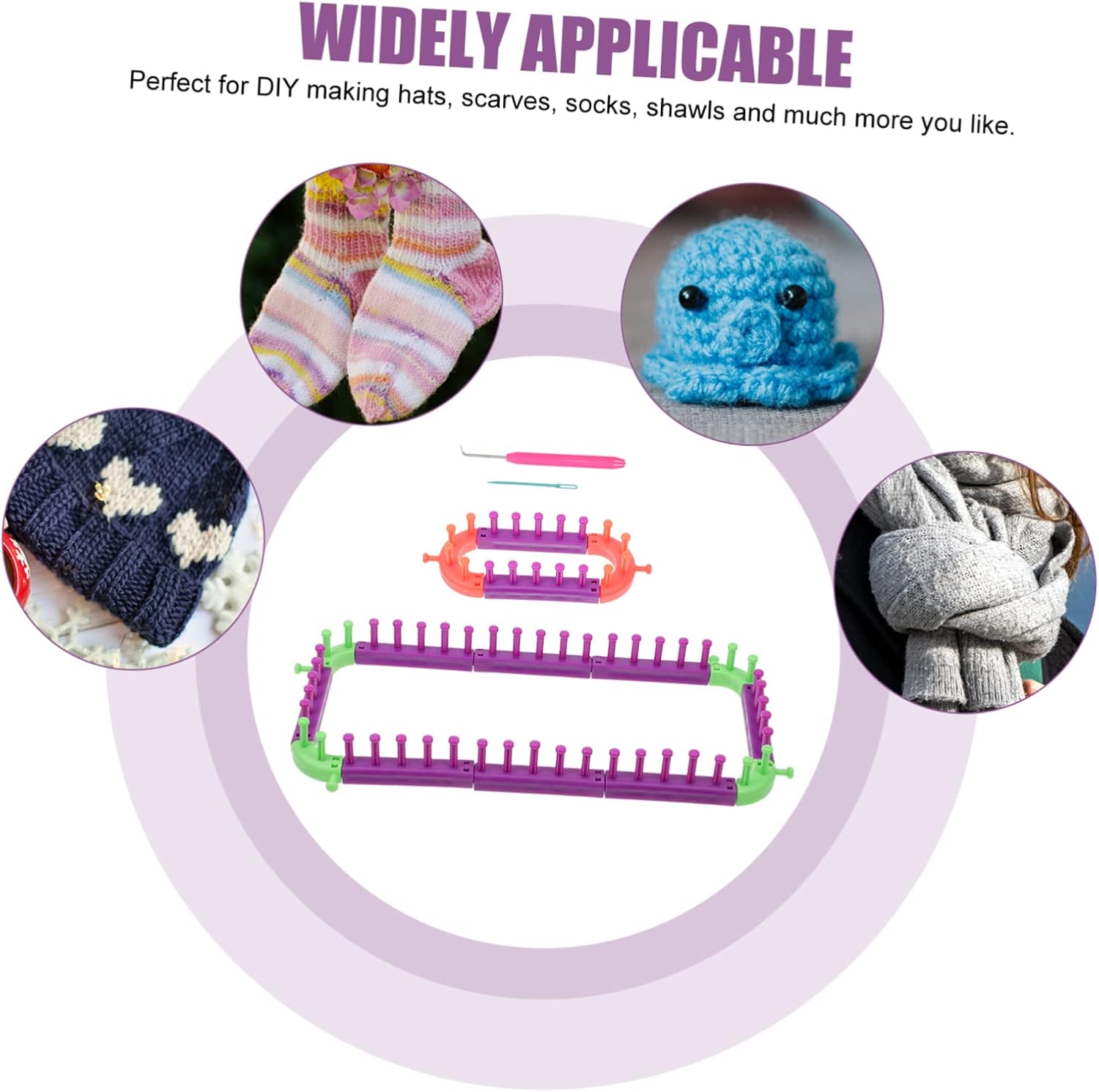 Purple Plastic Knitting Frame Set for Shawls and Hats DIY Craft