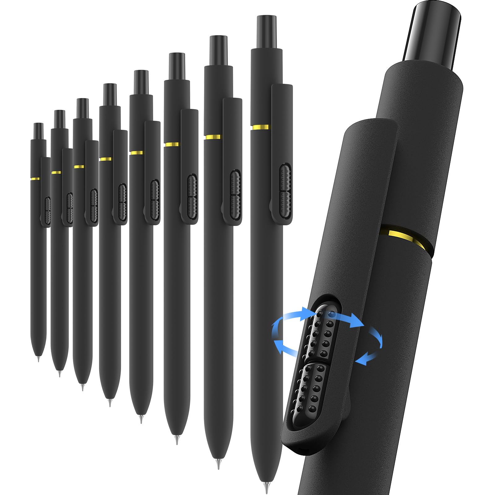 inkipen- 8 PCS Pens, Gel pens, Black pens,Fine Point(0.5mm),Quick-Drying Smooth Writing,School and Office Supplies （black）