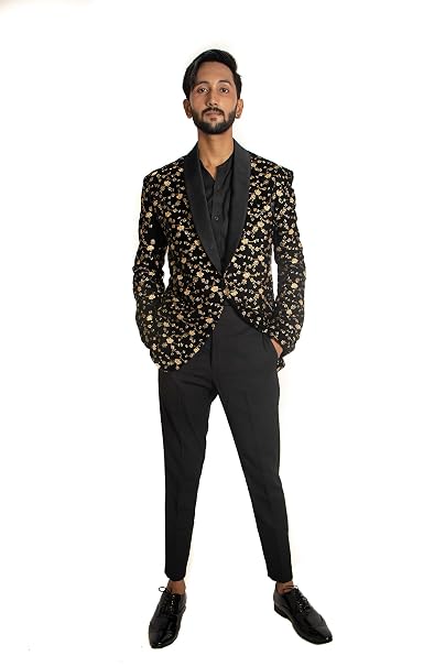 Velvet Embroidered Tuxedo (Black 