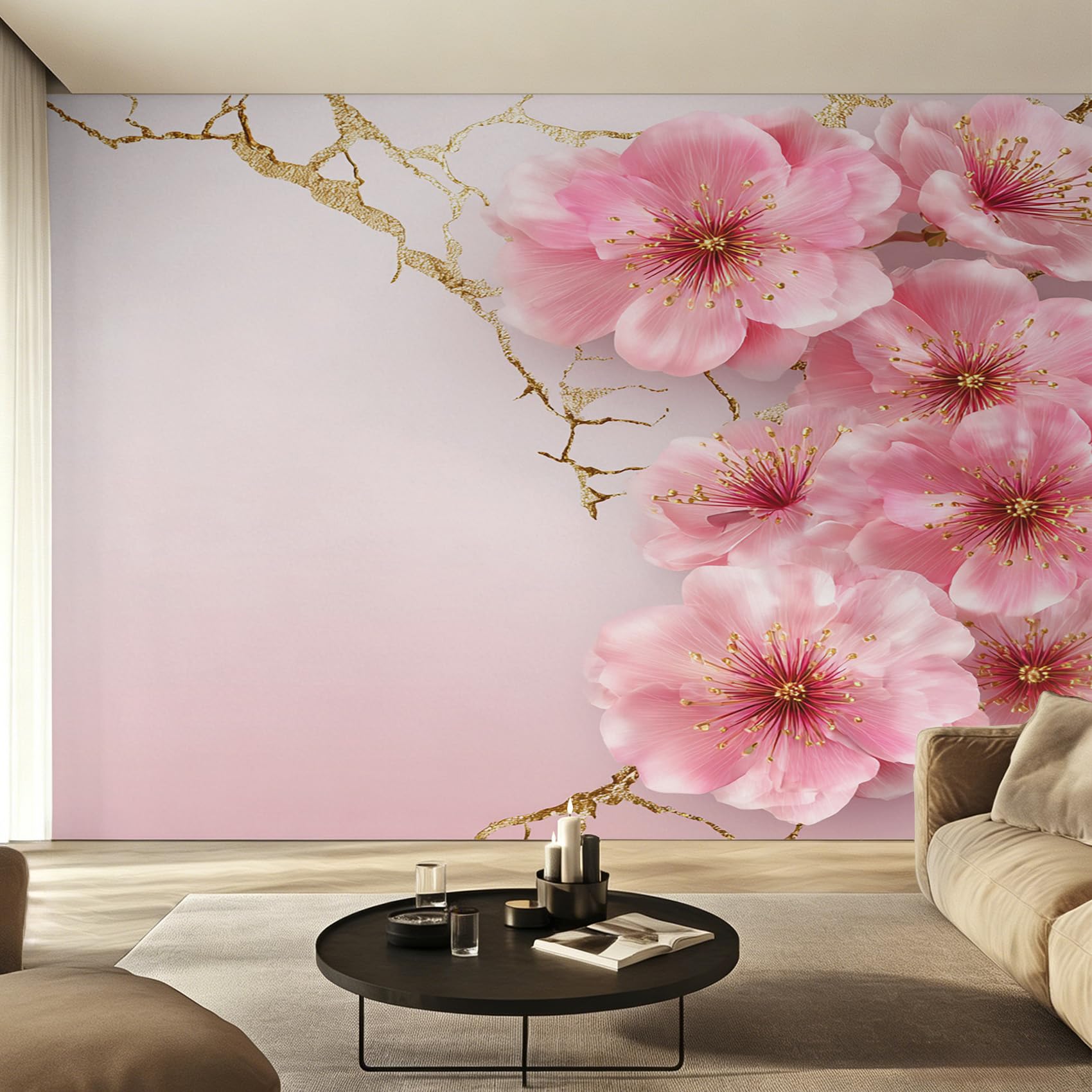 Papier Peint Fleur Rose pour Transformer la Décoration de Votre Chambre Adulte