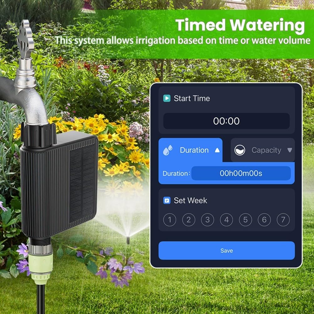 Temporizador de agua WiFi inteligente, válvula de agua de riego de jardín automática solar para Tuya Smart, sistema controlador de riego para césped y patio