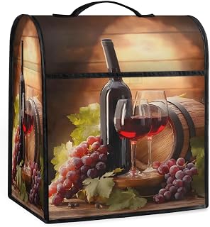 Wine Grape Kitchen Aid Mixer Cover with 4 Pocket Stand Mixer Dust Cover Compatible with 5-8 Quart Fits All Tilt Head & Bowl Lift Models, for Kitchen Aid Accessories And Attachments,A-22