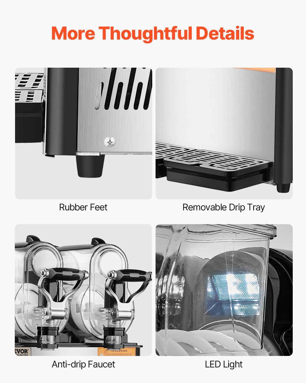 VEVOR Machine à Granité Commerciale 2x3L Double Réservoir, Machine à Boissons Glacées en Inox de 24 Tasses, Distributeur de Boissons Frappées Granitas Margarita Smoothie, pour Restaurants Cafés Bars