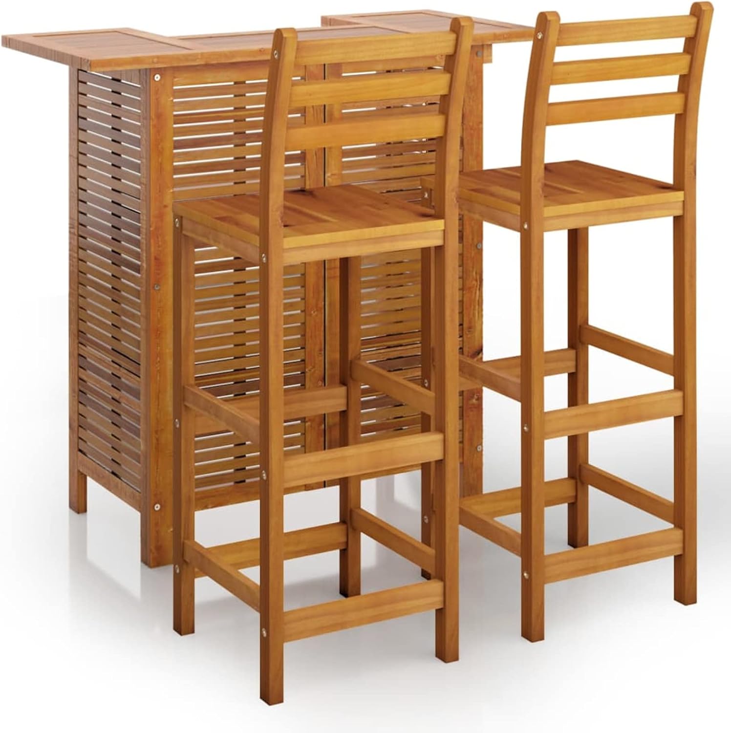 Garden Bar Furniture, Outdoor Patio Garden Bar Set, 3-Piece Solid Acacia Wood