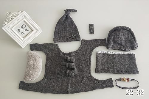 Miniatura 3 de Vemonllas Accesorios de fotografía para recién nacidos, sombrero para niños y niñas, envoltura de lazo, ayuda para posar, luna, tocado de flores,