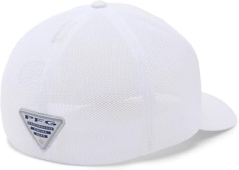Columbia Unisex PFG Logo Mesh Ball Cap, White/Bass, L/XL