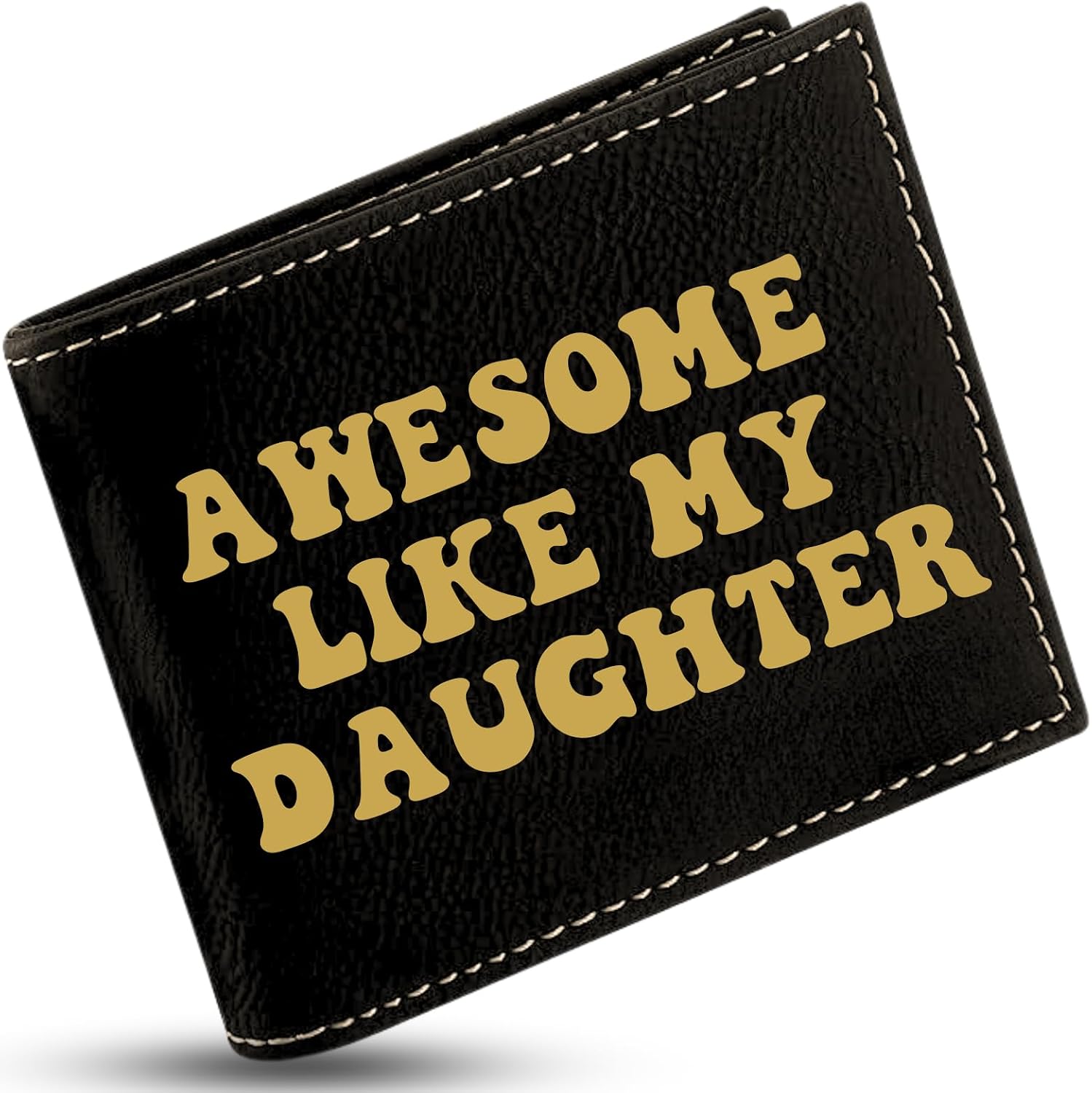 Trump Patriotic Faux Leather Wallet with RFID Blocking – Engraved leatherette Wallet for Men – Trump Dance, Trump Fight, American Flag, Best Grandpa Ever (Grandpa Gift, Black/Silver)